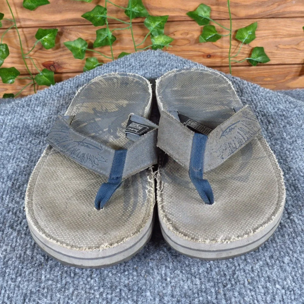 Teva Men Sandal Size 8 Casual Outdoor Flip Flop‎ Gray Leather